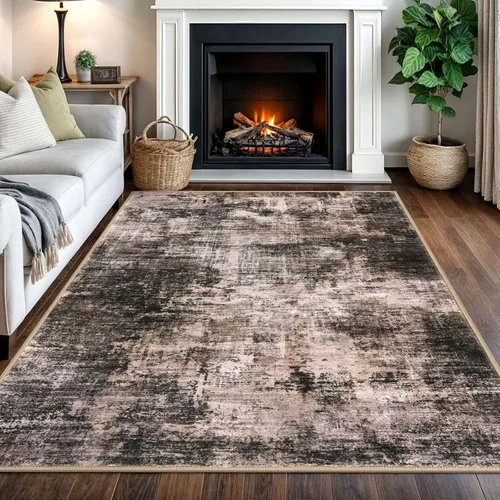 Miniatura 146 de IOHOUZE Alfombra pequeña abstracta de 2 x 3 pies, alfombra de entrada lavable para entrada interior, alfombras con respaldo de goma, alfombra gris