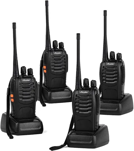 Walkie Talkies - Radios recargables de dos vías de 16 canales UHF de 2 vías para adultos (paquete de 4)