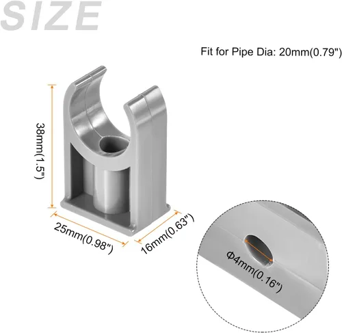 Miniatura 2 de METALLIXITY Clips de tubería de agua de PVC (0.79 pulgadas), 20 unidades, abrazaderas de plástico en forma de U con tornillos, para manguera