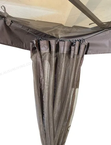 Miniatura 7 de Mosquitera de repuesto para pérgola de techo plano, malla para insectos (10 pies x 10 pies, marrón)