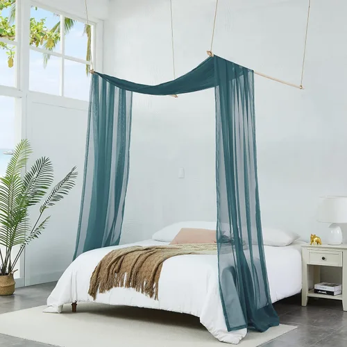 Miniatura 3 de Warm Home Designs Bufanda transparente de 24 pies de largo color azul polvoriento. Estas bufandas de cenefa de longitud XXL de 54 x 288 pulgadas