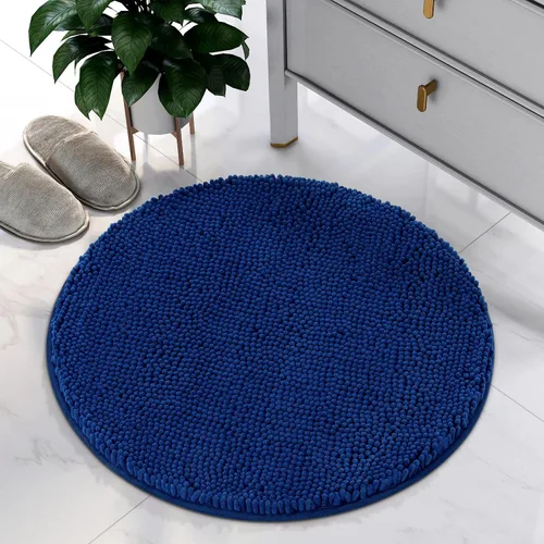 Miniatura 11 de HOMEIDEAS Alfombra de baño redonda, felpilla de lujo, extra suave y absorbente, antideslizante, lavable a máquina (rojo borgoña, 2 pies)