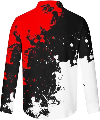 Miniatura 5 de Muscularfit Camisas casuales con botones para hombre, ajustadas, manga larga, cuello con estampado de mármol, camiseta de vestir, camisetas
