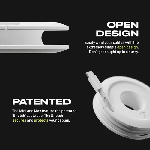 Miniatura 5 de Enrollador lateral Mini y Max de auriculares, auriculares y cable de carga enrollador y organizador perfecto para envolver auriculares y cables