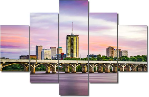 Miniatura 106 de TUMOVO Fotos en lienzo de Estados Unidos, Cincinnati, Ohio, Skyline at Dusk para tu sala de estar, impresiones de paisaje urbano de rascacielos