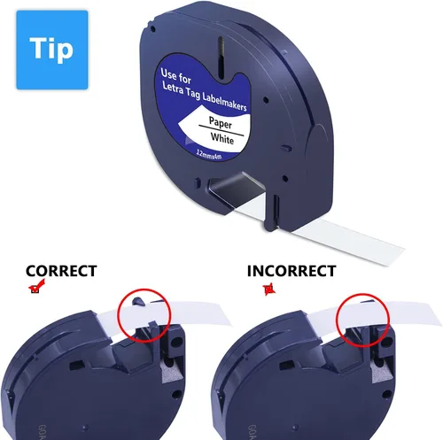 Miniatura 8 de Hehua 91330 10697 Recambio de cinta para etiquetadora, 10 unidades, compatible con recambios Dymo de 0.472 in x 13.1 ft 1/2 x 13 papel negro sobre
