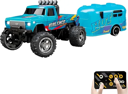 Miniatura 11 de Atlodas Mini Camión RC, Mini Camión Monstruo RC, Camión Monstruo de Control Remoto a Escala 1:64 con Luces, Control Remoto de 2.4Ghz, Verde