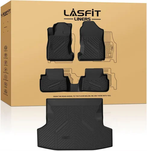 Miniatura 25 de LASFIT Alfombrillas de Piso Compatibles con Nissan Armada 2017-2018 / Infiniti QX56 2011-2013 / Infiniti QX80 2014-2018, TPE Para Todo Clima Ajuste