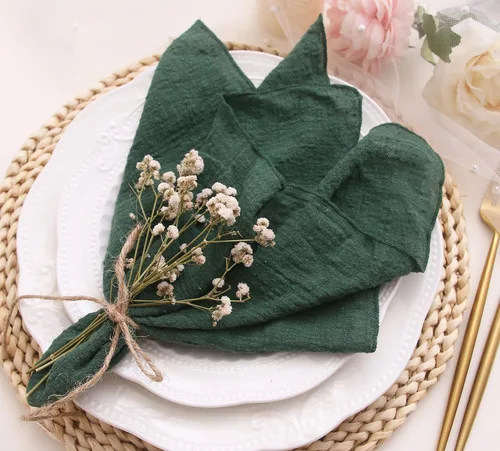 Miniatura 14 de Servilletas de tela para cena 10 unidades, servilletas de gasa 100% algodón natural suave, servilletas lavables ideales para bodas, decorativas