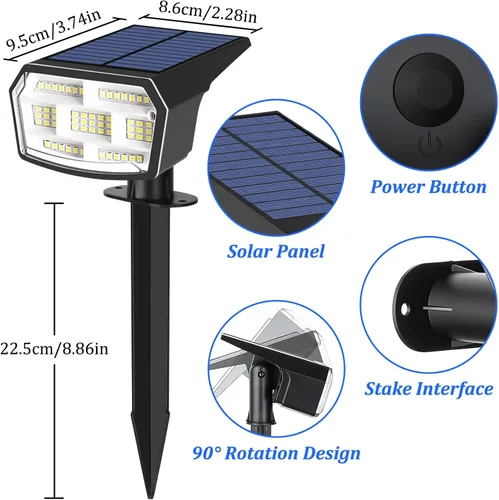 Miniatura 7 de Sucolite Paquete de 8 Luces Solares Tipo Foco para Exteriores Impermeables IP65, 3 Modos de Iluminación Focos Solares para Paisajismo 2-en-1