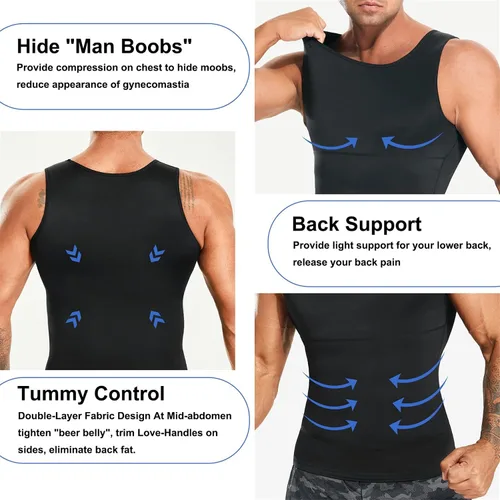 Miniatura 2 de Camiseta de compresión para hombre, adelgaza y moldea el cuerpo - chaleco de entrenamiento, camiseta de tirantes, para marcar abdominales, camisetas