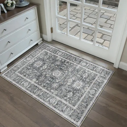 Miniatura 63 de PureCozy Alfombra de área beige de 2 x 3 pulgadas, lavable, vintage, pequeña, para entrada, cocina, suave, retro, floral, de pelo bajo, tapete