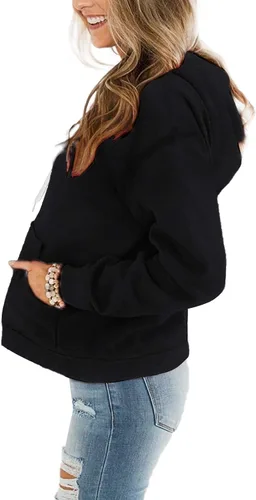 Miniatura 3 de Davenil Sudadera con capucha para mujer, cómoda, de forro polar, manga larga, con bolsillo, para mujer