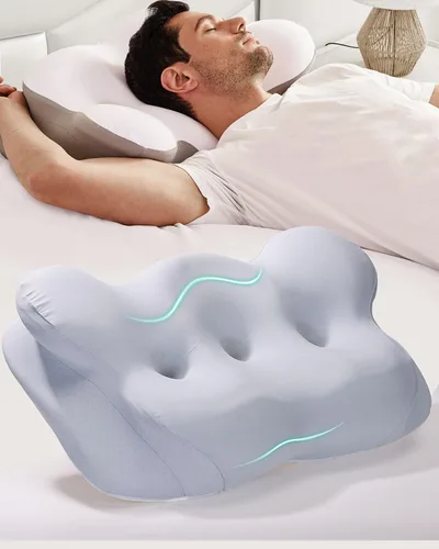 Miniatura 2 de Almohada cervical para el cuello, almohada de espuma viscoelástica para aliviar el dolor de cuello, almohada ergonómica de enfriamiento de contorno