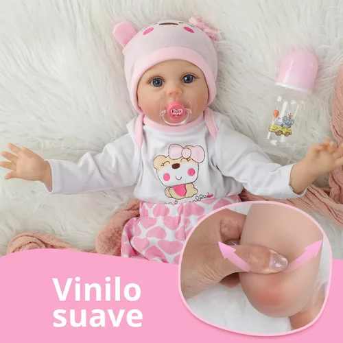 Miniatura 5 de Kdudgso Muñecas de bebé Reborn para niña de 22 pulgadas, muñeca de bebé de silicona realista, muñecas de bebé de la vida real hechas a mano, cuerpo