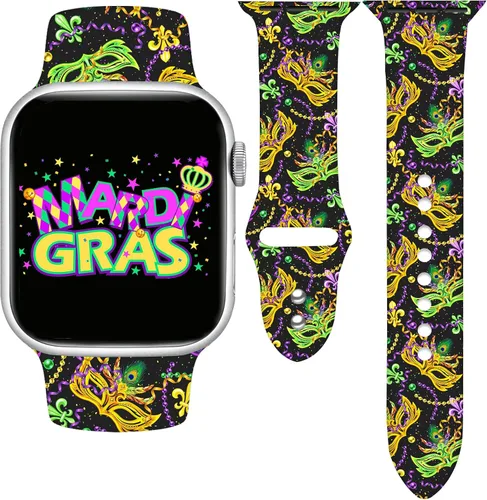 Miniatura 35 de Holidays - Correa de reloj compatible con Apple Watch de 38, 40, 41, 42, 44, 45 y 49 mm para mujeres y hombres, correa deportiva de silicona suave