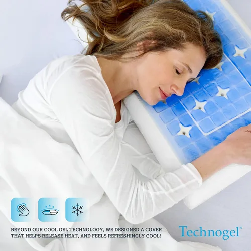 Miniatura 2 de Technogel Almohada de gel refrescante de lujo, tecnología de enfriamiento patentada, espuma viscoelástica inodora, soporte ergonómico transpirable