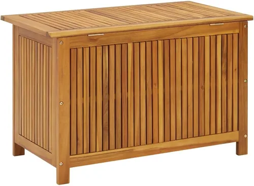 Miniatura 5 de Caja de almacenamiento para patio de 35.4 x 19.7 x 22.8 pulgadas, madera de acacia maciza para patio, jardín, contenedor de almacenamiento al aire