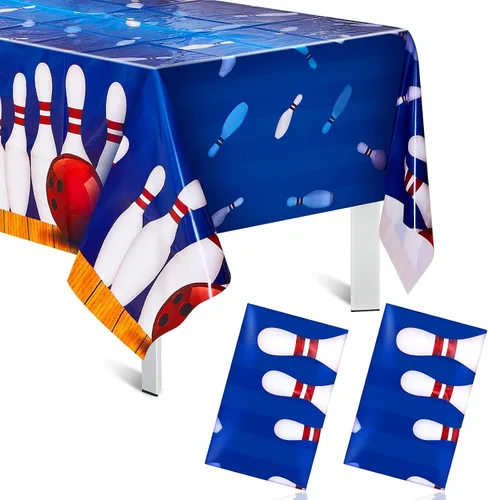 Preboun 2 manteles de fiesta de bolos de 51 x 87 pulgadas, decoración de fiesta de bolos, rectangular, impermeable, suministros de plástico para