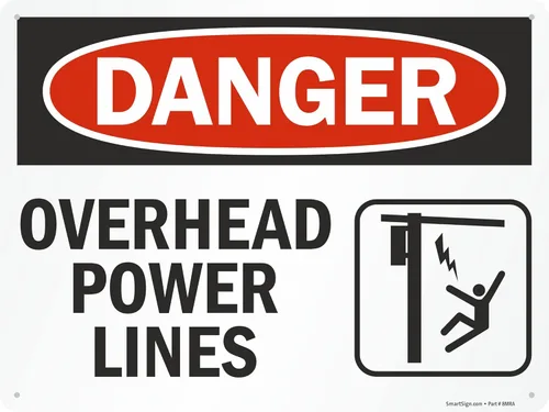 Miniatura 3 de SmartSign Letrero bilingüe "Danger - Overhead Power Lines" Aluminio de 12 x 18 pulgadas