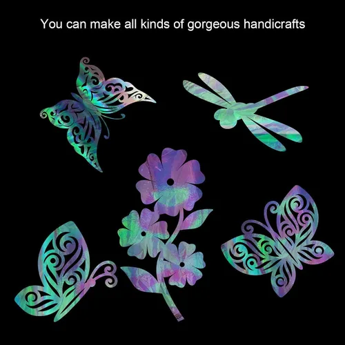 Miniatura 3 de Outus Película de celofán iridiscente de celofán arcoíris, decoración de manualidades para cestas de regalo, suministros de mariposas de hadas, Rosa