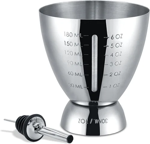 Miniatura 14 de Homestia Jigger doble de acero inoxidable, taza medidora de cóctel de 1 oz a 2 onzas con marcas precisas, jigger profesional de barman con guía