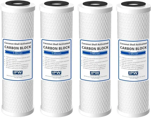 IPW Industries Inc Juego de 4 filtros de agua compatibles con GE GXWH04F, GXWH20F, GXWH20S y GXRM10, cartucho de repuesto de bloque de carbono