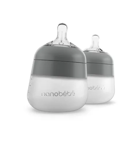 Miniatura 13 de Nanobebe - Biberón de silicona flexible, anticólicos, sensación natural, pezón que no se derrumba, base estable sin puntas, fácil de limpiar
