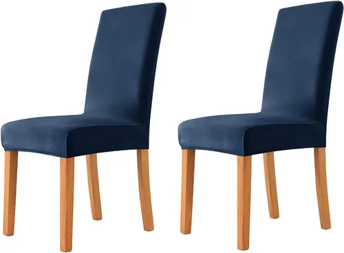 Miniatura 4 de Velvet Chair Covers Beige Gray, Stretch Dining Room Chair Covers 2 Pack, Super Fit Dining Chairs Slipcovers Spandex Washable Kitchen Parson Chair