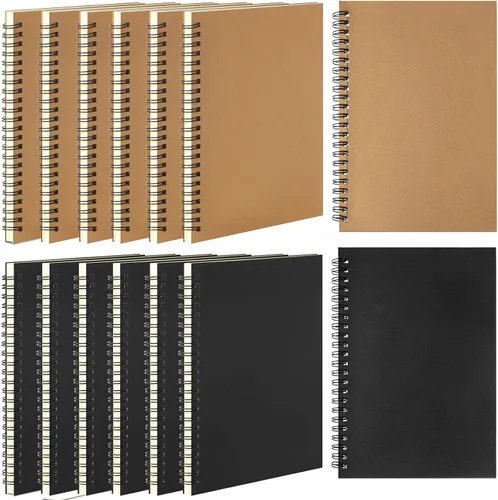 Miniatura 22 de Leelosp 12 cuadernos pequeños en espiral forrados en espiral, cuaderno con rayas universitarias, cubierta de papel kraft encuadernado con alambre