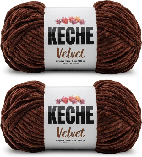 Miniatura 148 de Keche Hilo de terciopelo para ganchillo, manta de felpilla suave, voluminosa, hilo amigurumi, 3.53 oz (132 yardas), color azul bebé