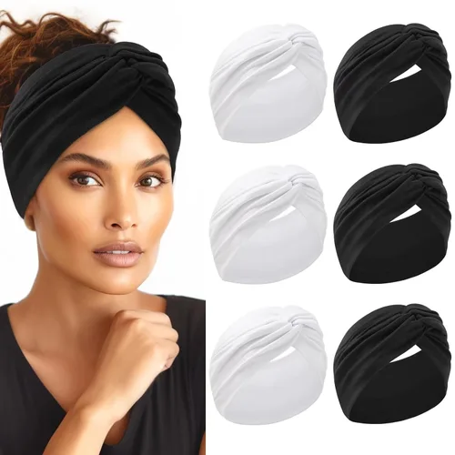 HAUHC Diademas extra anchas para mujer, 7 pulgadas, grandes, como algodón, turbante anudado, bandana, diademas para mujeres antideslizantes,
