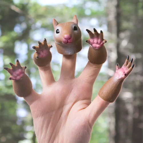 Miniatura 4 de Handi - Marioneta de mano con diseño de ardilla, marionetas de animales para el dedo para niños.