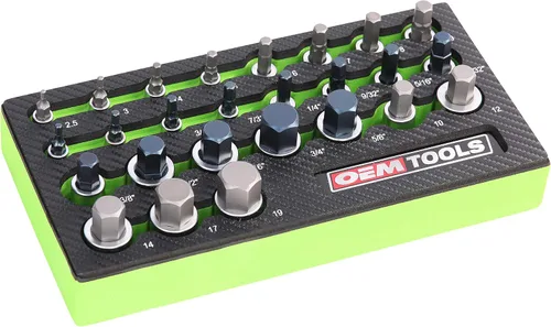 Miniatura 10 de OEMTOOLS 23991 Juego de 35 piezas de llaves de estrella multiaccionamiento, juego de dados Torx con bandeja de espuma EVA, diseñado para caber