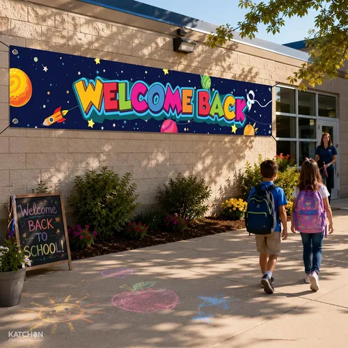 Miniatura 6 de Welcome Back Banner For School - Pack of 1, 120x20 Inch Welcome Back Decorations, Classroom Decor First Day of School Sign Back To School