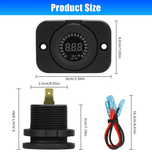 Miniatura 6 de Linkstyle Medidor de Batería de 12 V, Voltímetro Impermeable de 12 V, Medidor de Voltaje de Pantalla Digital para Marina, Auto, Motocicleta