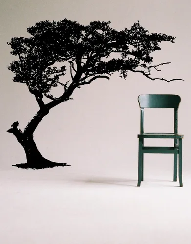 Miniatura 4 de Calcomanía de pared para sombra de árbol de 6 pies de alto (color negro) 72 pulgadas de alto x 85 pulgadas de ancho. (inclinado a la izquierda)
