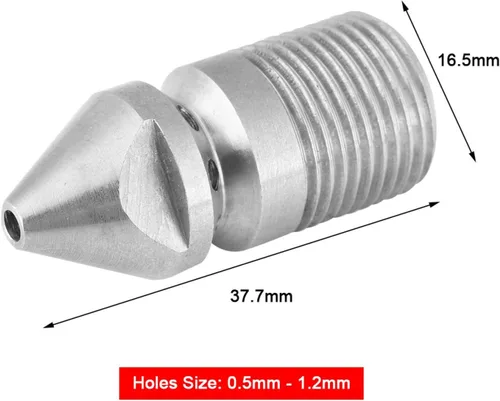 Miniatura 4 de Puntas de lavado a presión, rociador de chorro de drenaje multiángulo y turbina de limpieza de alcantarillado, acero inoxidable de 3/8 pulgadas