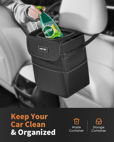 Miniatura 2 de HOTOR Cubo de basura para automóvil: organizador de automóvil a prueba de fugas y bolsa de almacenamiento para la parte trasera/delantera/consola