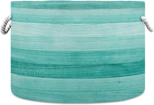 Bolaz Cesta de almacenamiento grande de madera verde azulado, turquesa, verde, caja de almacenamiento de juguetes, cubos organizadores con asas,