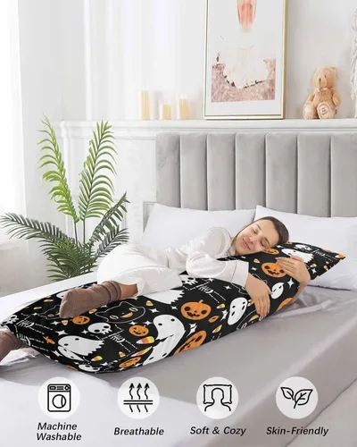 Miniatura 4 de Funda de almohada negra para Halloween, funda de almohada suave para cama, funda de almohada decorativa de lujo para sofá largo lumbar con cierre