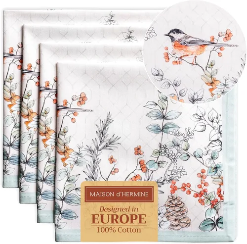 Miniatura 81 de Maison d' Hermine Happy Florals - Juego de 4 servilletas 100% algodón suave y cómodo perfectas para cenas familiares, bodas, fiestas de cóctel, 063
