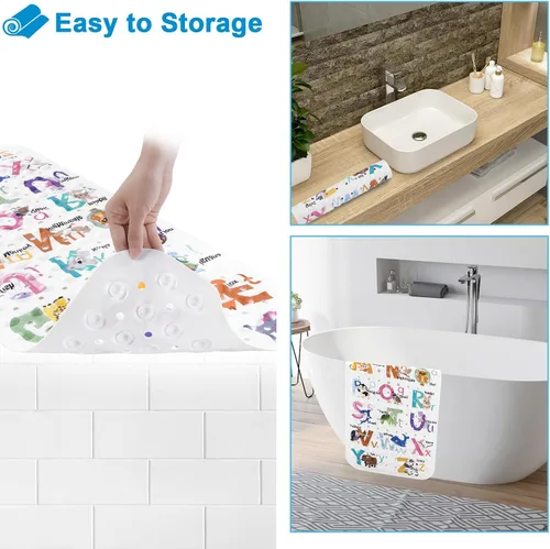Miniatura 5 de Topotdor Alfombra de Baño para Bebé para Bañera para Niños, 40 X 16 Pulgadas Extra Larga Alfombra de Bañera para Niños Pequeños Antideslizante