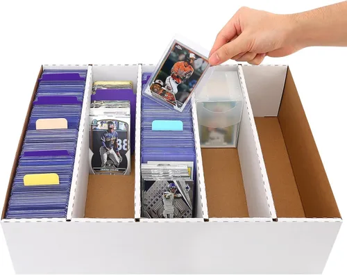 Miniatura 4 de Caja de almacenamiento de 5 filas para tarjetas coleccionables con capacidad para 3950 unidades, 1 paquete de caja de almacenamiento de cartón