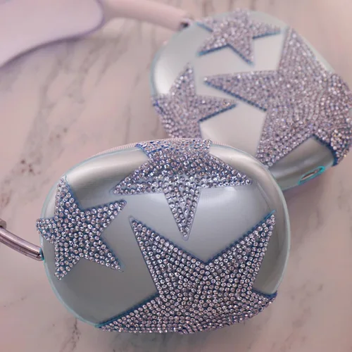 Miniatura 17 de MORWLAT Funda para AirPods Max con Diamantes de Imitación Brillantes Estrellas, Fundas Suaves Bonitas Transparentes y Brillantes para Mujeres