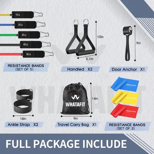 Miniatura 2 de WHATAFIT Bandas de resistencia, bandas de ejercicio, bandas de resistencia para entrenamiento, bandas de entrenamiento con asas para hombres