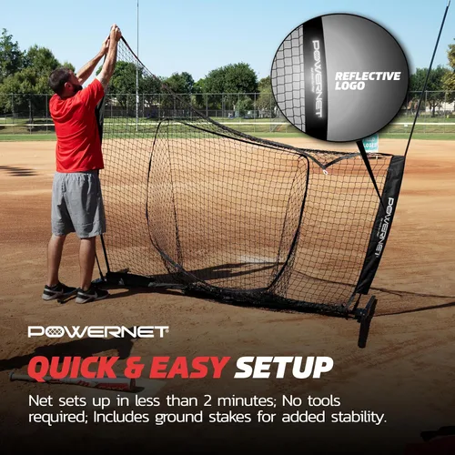 Miniatura 6 de PowerNet Pro One Piece Softball Baseball Net, Portable Baseball Training Equipment, Hitting, Throwing & Pitching Net with Carrying Bag Negro