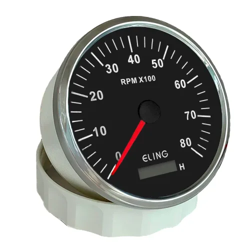 Miniatura 8 de ELING Tacómetro de motor de 4.331 in 0-8000 RPM Fueraborda Tacho RPM Gauge con medidor de horas para motor de gasolina 12V 24V con retroiluminación