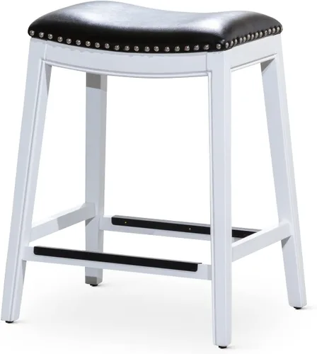 Miniatura 13 de DTY Indoor Living Durango - Taburete de cuero regenerado, taburete de mostrador de 24 pulgadas, acabado natural, asiento de cuero de silla Acabado