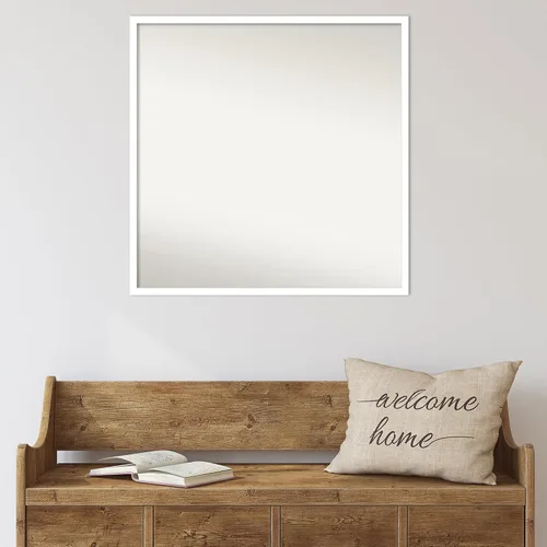 Miniatura 586 de Amanti Art Espejo de baño blanco para sobre el fregadero, 32 x 45 pulgadas, espejo de tocador rectangular blanco esbelto, marco de madera moderno